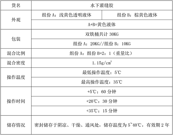 水下灌縫膠物理性能