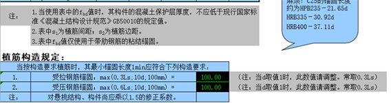 植筋錨固深度計算表（按加固規范GB50367-2013編制）3