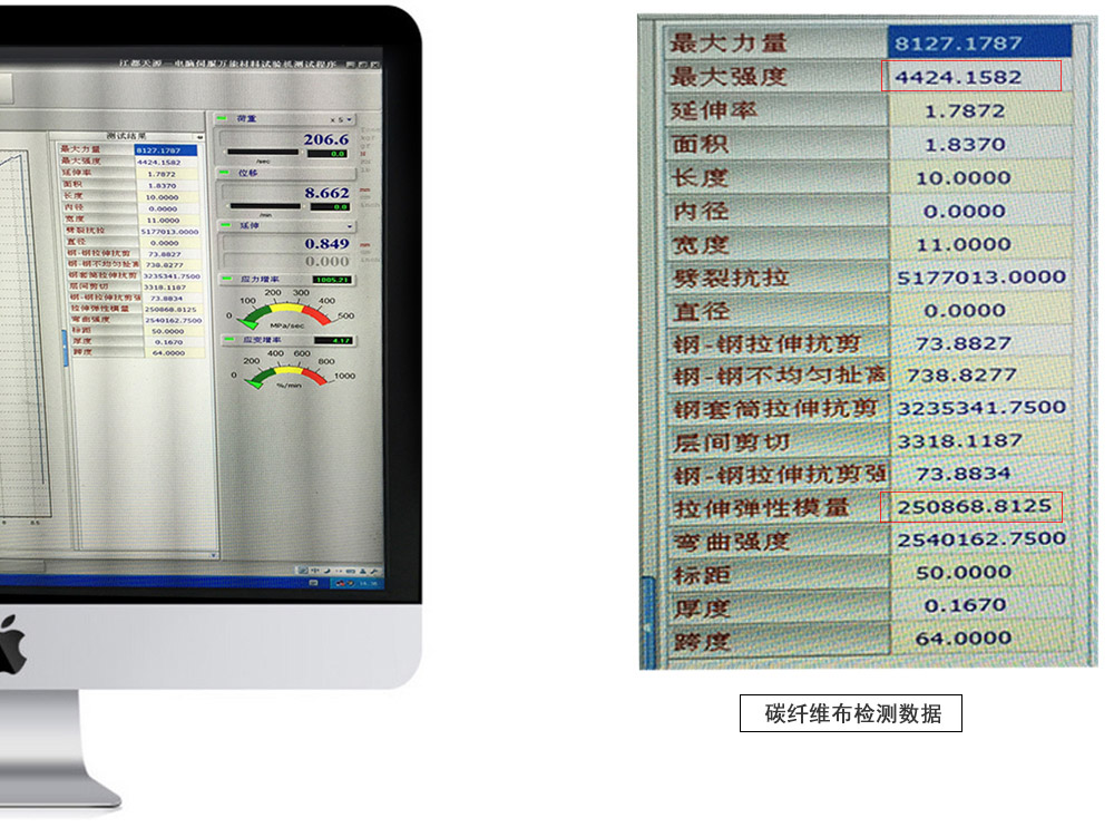 曼卡特此款碳纖維布強度是鋼材的8倍，檢測數據高達4000多兆帕